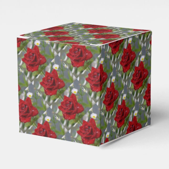 Lovely Red Rose Favor Box (Front Side)