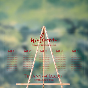 Lovely Red Small Wedding Acrylic Seating Chart