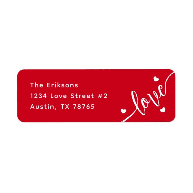 Lovely Red Valentine Return Address (Front)