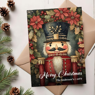 Lovely retro Christmas nutcracker card editable