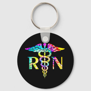 Lovely RN Registered Nurse Tie Dye Beautiful uniqu Keychain