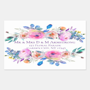 Lovely Romantic Pink Floral Water Colour Sticker