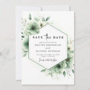 Lovely Romantic Typography Sage Green Wedding Save The Date