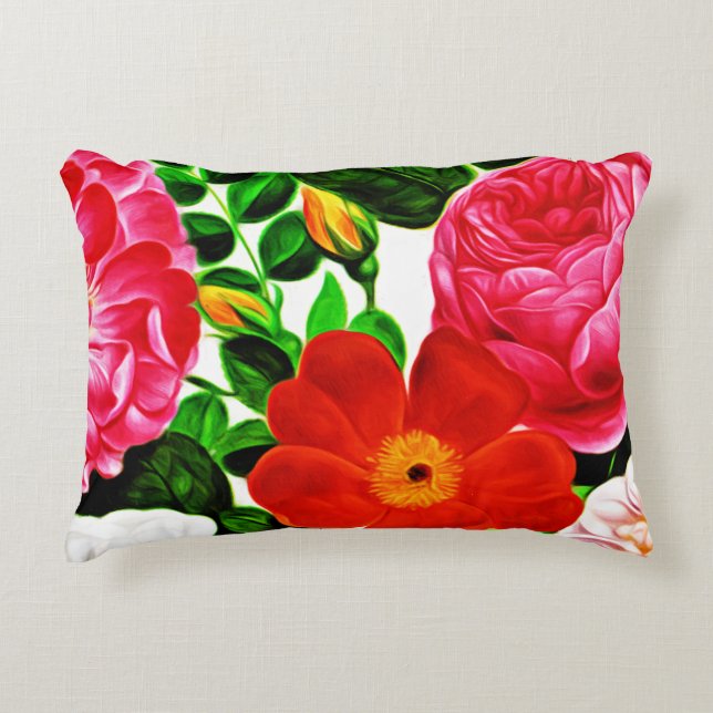Lovely Rose Floral Bloom Pink Accent Pillow (Front)