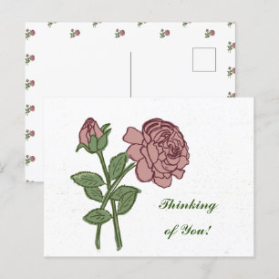 Lovely Rose Floral Pattern Thinking of You! Postcard