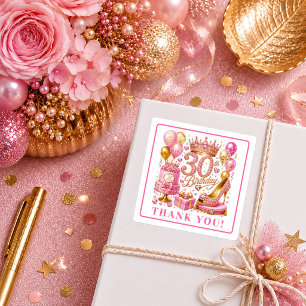 Lovely Rose Gold Sparkle 30th Birthday Stickers