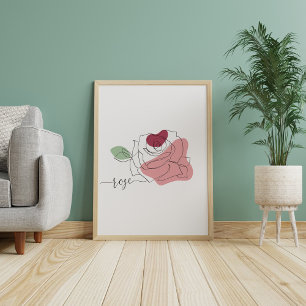 Lovely Rose Minimalist Line Art Poster
