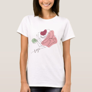 Lovely Rose Minimalist Line Art T-Shirt