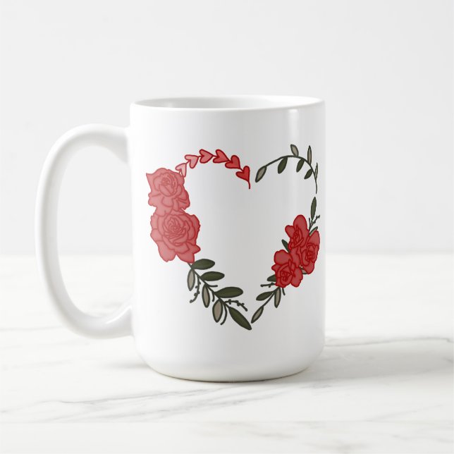 Lovely Roses Heart Coffee Mug (Left)