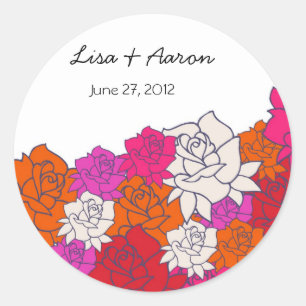 Lovely Roses Wedding sticker-2 Classic Round Sticker