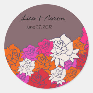 Lovely Roses Wedding sticker-5 Classic Round Sticker