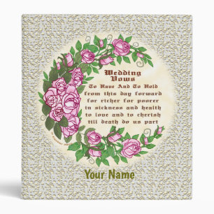 Lovely Roses Wedding Vows custom name binder