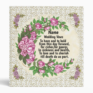 Lovely Roses Wedding Vows custom name binder
