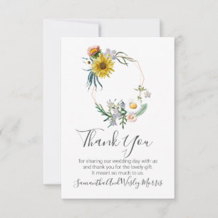 Lovely Rustic Wildflower Circle Wedding Thank You Card