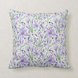 Lovely Saffron - Lavender Velvet, Green Metallics Throw Pillow