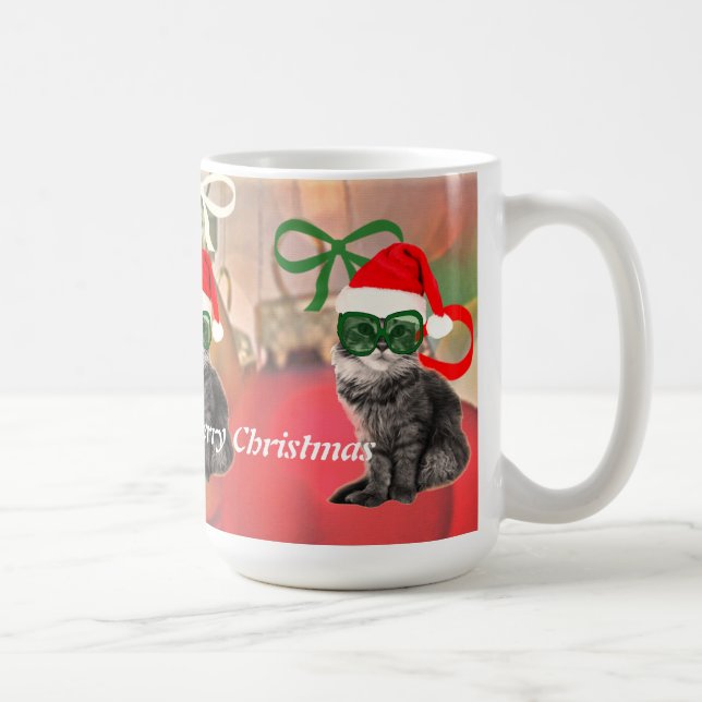 Lovely santa cat with santa hat coffee mug (Right)
