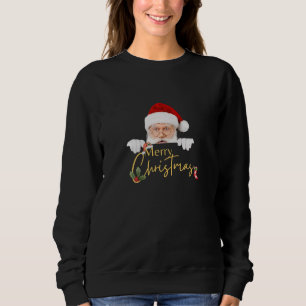 Lovely Santa Claus Merry Christmas Black Lady Sweatshirt