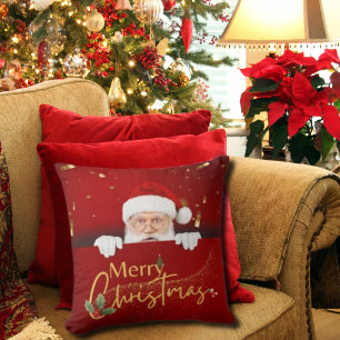 Lovely Santa Claus Merry Christmas Red Throw Pillow