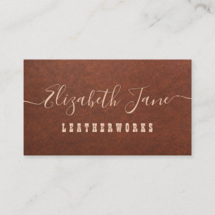 lovely script leatherworks business card
