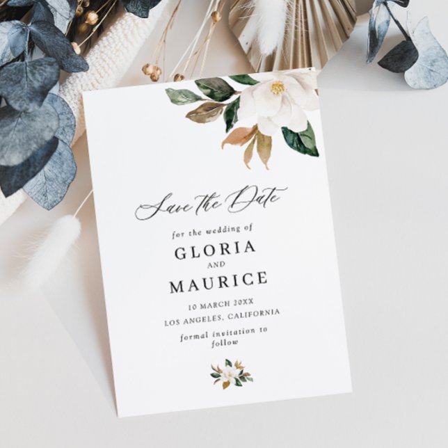 lovely script Magnolia floral Save the Date (Creator Uploaded)