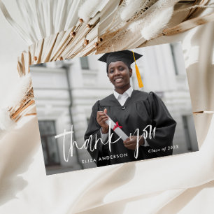lovely script modern thank you graduation postcard