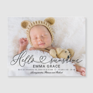 Lovely Script Photo Birth Announcement Cards