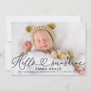 Lovely Script Photo Birth Announcement Cards