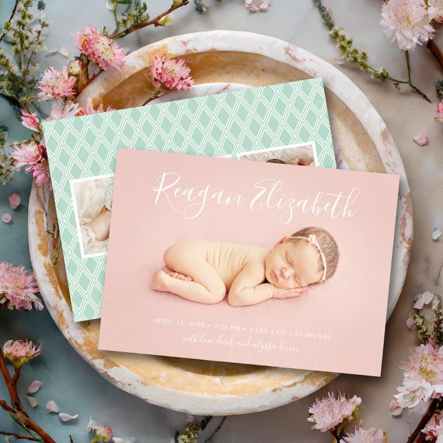 Lovely Script Photo Overlay Birth Announcement (Creator Uploaded)