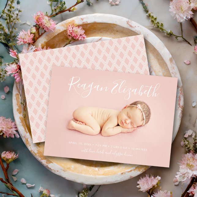 Lovely Script Photo Overlay Birth Announcement (Creator Uploaded)