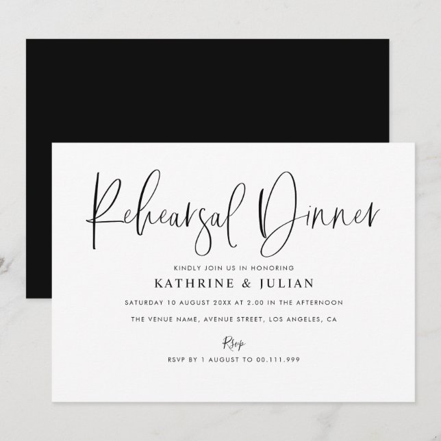 lovely script rehearsal dinner invitation (Front/Back)