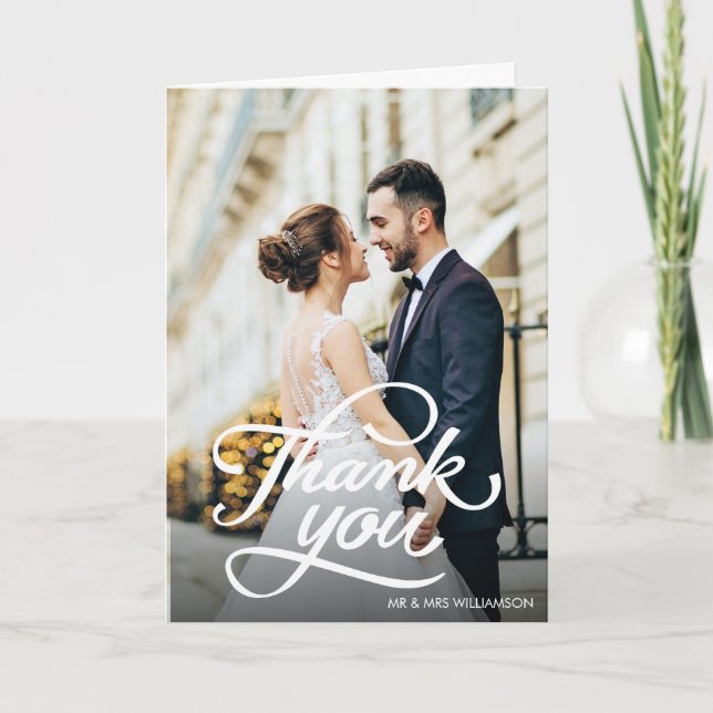 lovely script | Thank you wedding Card (Front)
