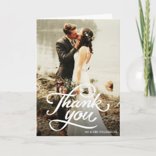 lovely script   Thank you wedding Card