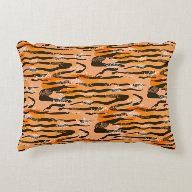 Lovely seamless tiger pattern,peach colour accent pillow (Front)