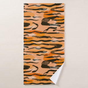 Lovely seamless tiger pattern,peach colour bath towel
