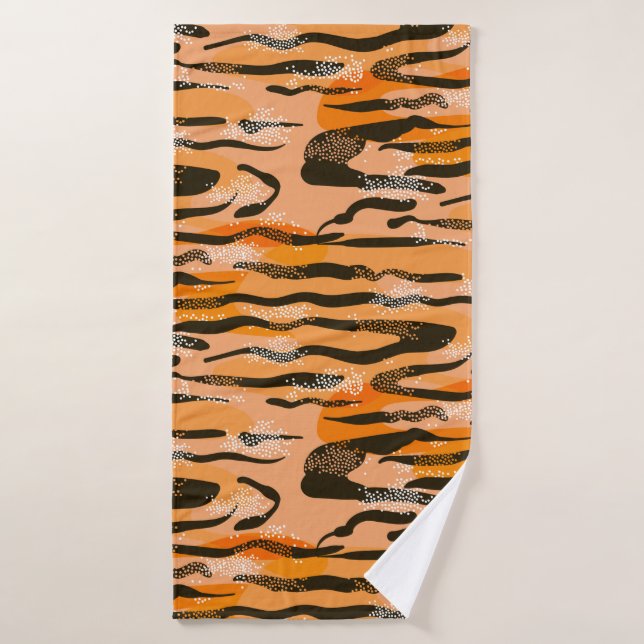 Lovely seamless tiger pattern,peach colour bath towel (Bath Towel)