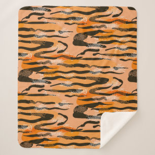 Lovely seamless tiger pattern,peach colour sherpa blanket