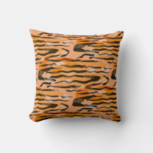 Lovely seamless tiger pattern,  peach colour throw pillow