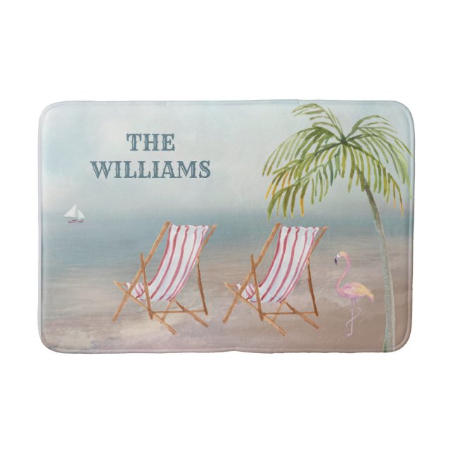 Lovely Serene Watercolor Beach Scene   Bath Mat (Front)