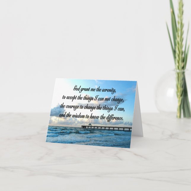 LOVELY SERENITY PRAYER OCEAN AND WAVES PHOTO CARD (Front)