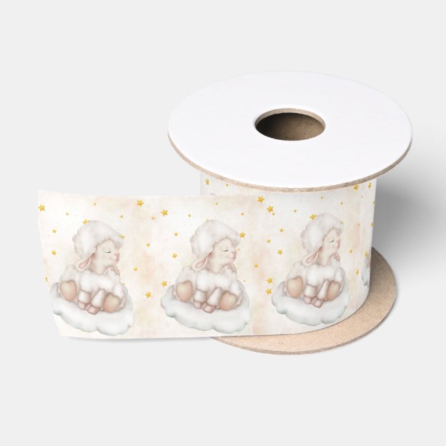 Lovely Sheep stars Lamb Pinky Dust Baby Birthday Satin Ribbon (Spool)