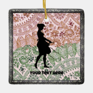 Lovely Silhouette Girl Ceramic Ornament