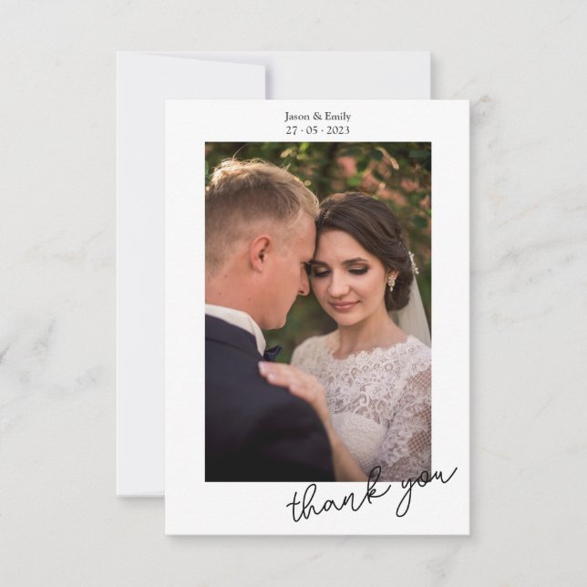 Lovely Simple Mariage Photo Carte de remerciements (Devant)