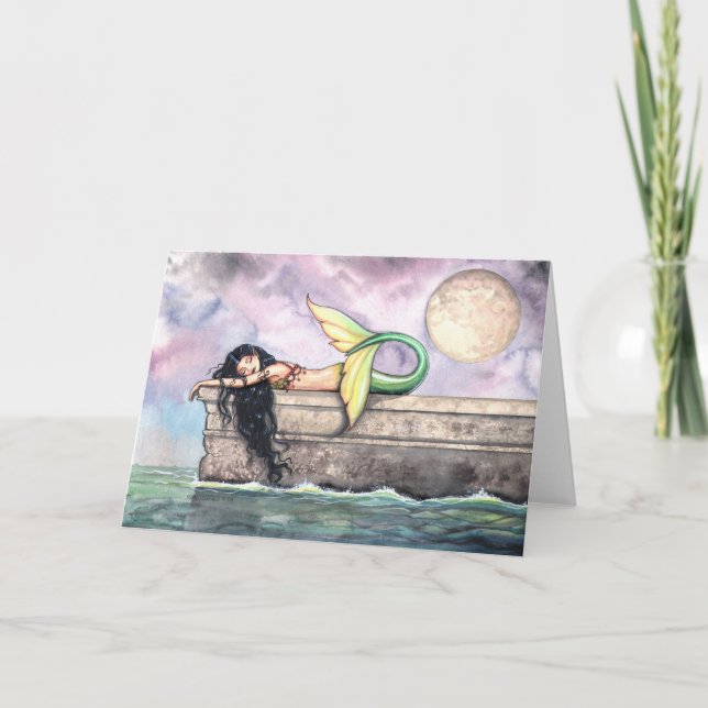 Lovely Sleeping Mermaid Card by Molly Harrison (Front)