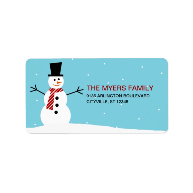 Lovely Snowman Holiday Address Label (Front)