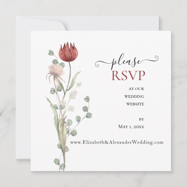 Lovely Spring Floral Wedding Website RSVP   (Front)