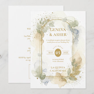 Lovely Spring Green & Beige Floral Arch Wedding Invitation