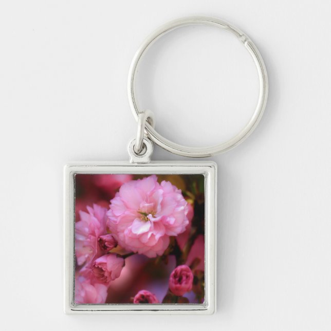 Lovely Spring Pink Cherry Blossoms Keychain (Front)