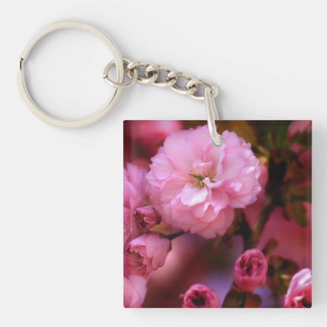Lovely Spring Pink Cherry Blossoms Keychain (Front)