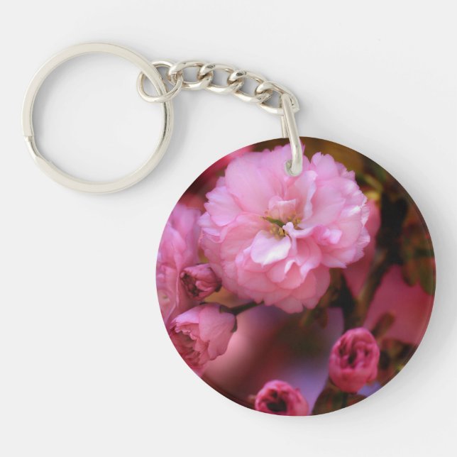Lovely Spring Pink Cherry Blossoms Keychain (Front)