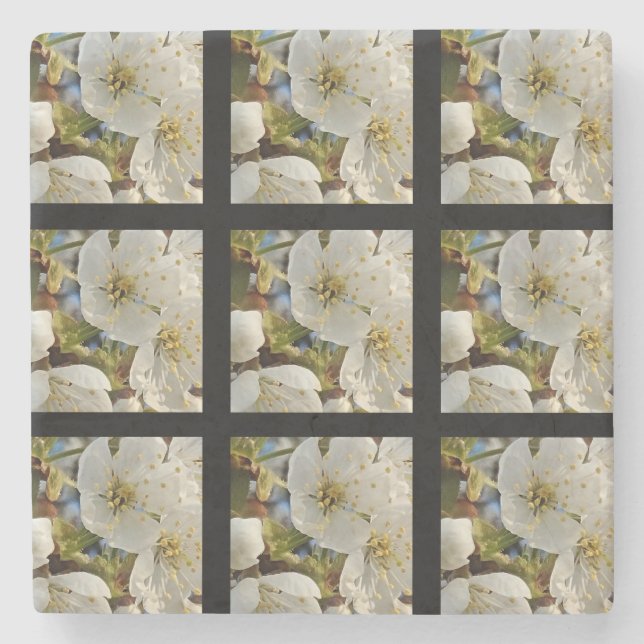 Lovely Springflower Grid Stone Coaster (Front)